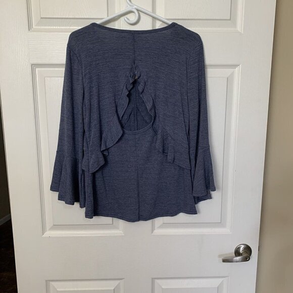 PPLA Clothing Veli Knit Top Indigo Blue Tunic Peasant Bell Women’s Small - Picture 4 of 10